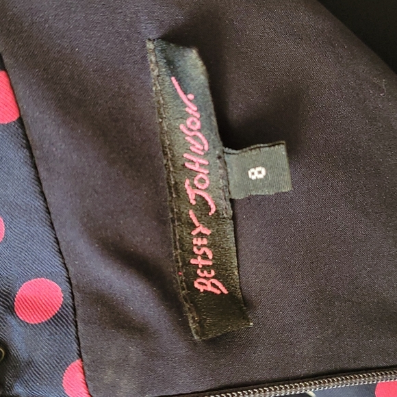 Betsey Johnson silk navy polka-dot halter dress. SZ 8 - Picture 12 of 15